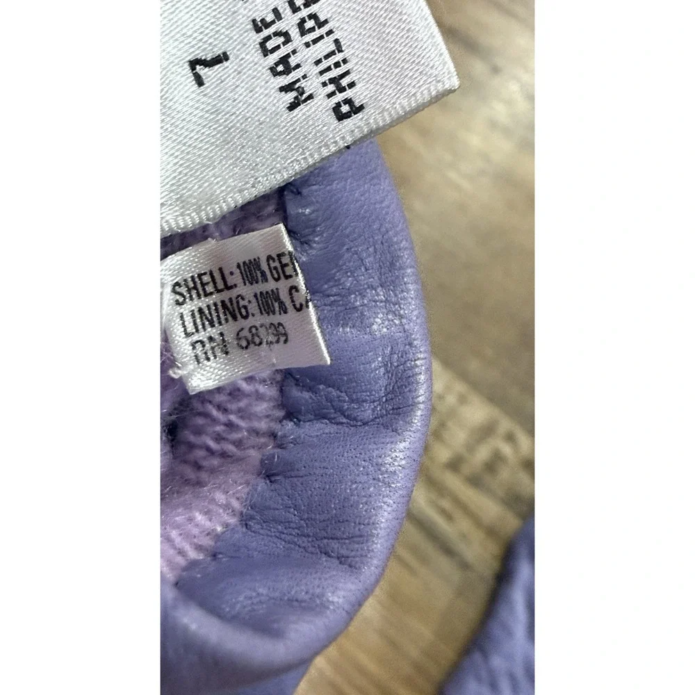 TALBOTS LEATHER 100% CASHMERE LINED DRIVING GLOVES WOMEN'S SIZE 7 Purple